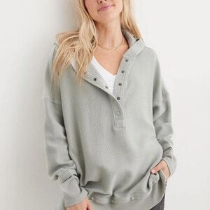 Aerie Grayish blue Hooded Oversized Sweater